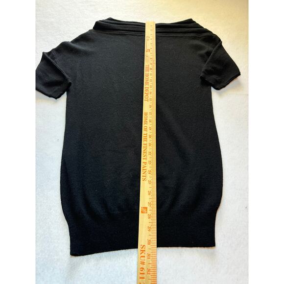 Alice + Olivia Black Wool Cashmere Off Shoulder Asymmetrical Sweater Dress XS - Picture 3 of 8